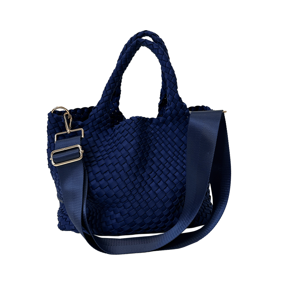 Lily Woven Neoprene Tote with Pouch navy