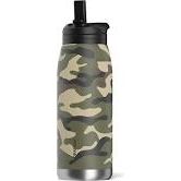 flow water bottle 32oz camo insulated with straw