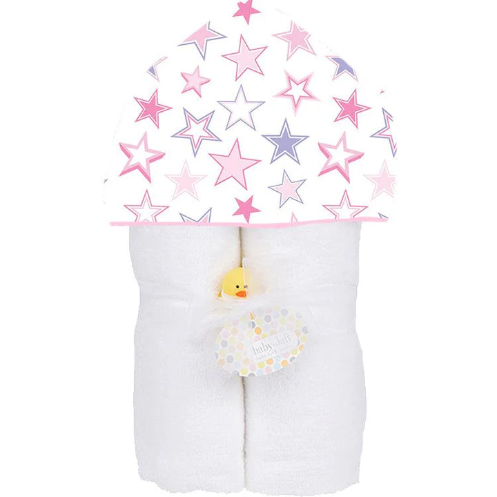 Starry Sky white w/pink Hooded Towel