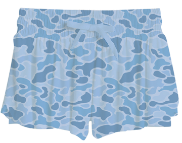 blue camo fly away short