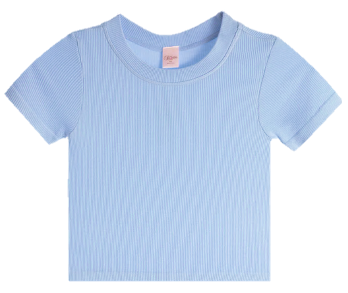 ribbed short sleeve tee-blue