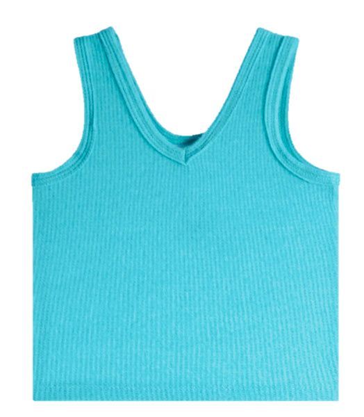 4-6x Super Soft Waffle tank-aqua