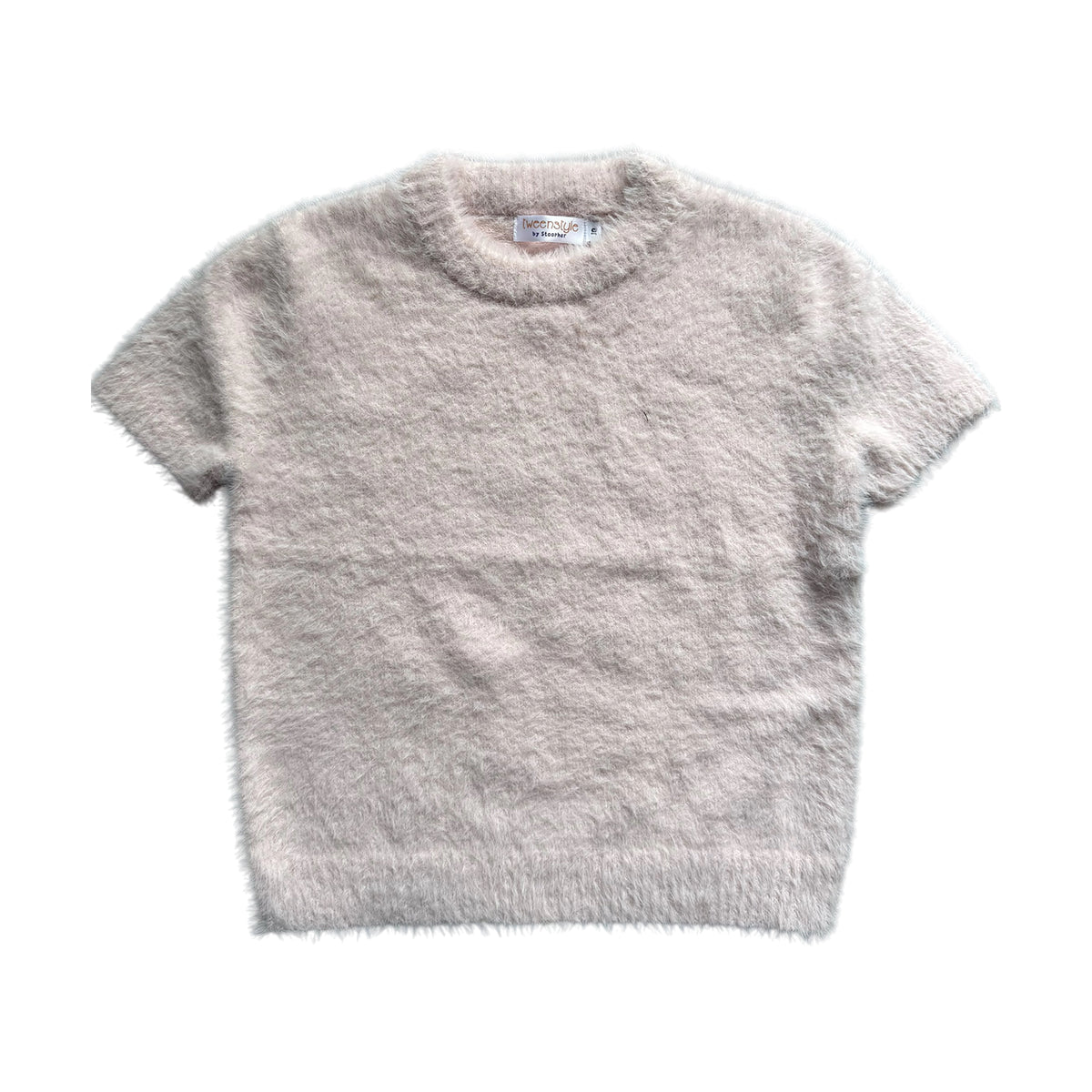 SHORT SLEEVE EYELASH SWEATER-pink