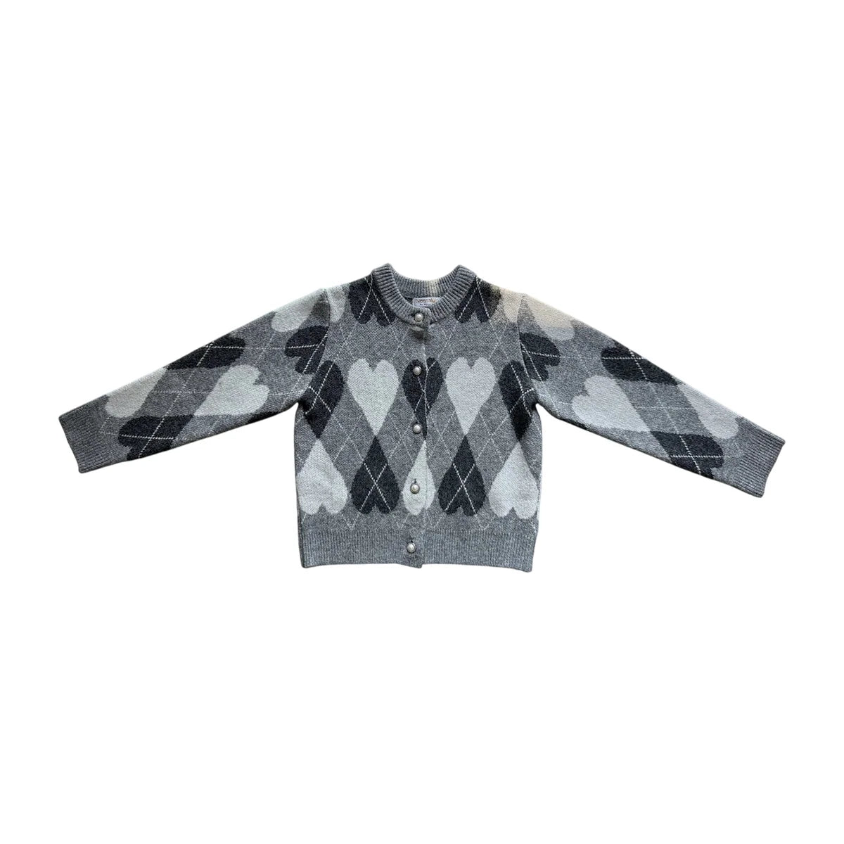 Argyle Hearts Button Front Cardigan Sweater