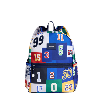 varsity numbers double zipper backpack