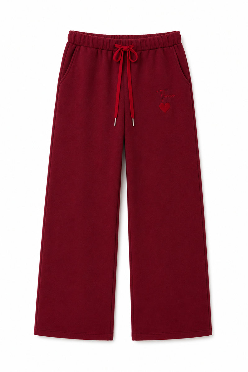 Merlot French Terry Wide Leg Jogger