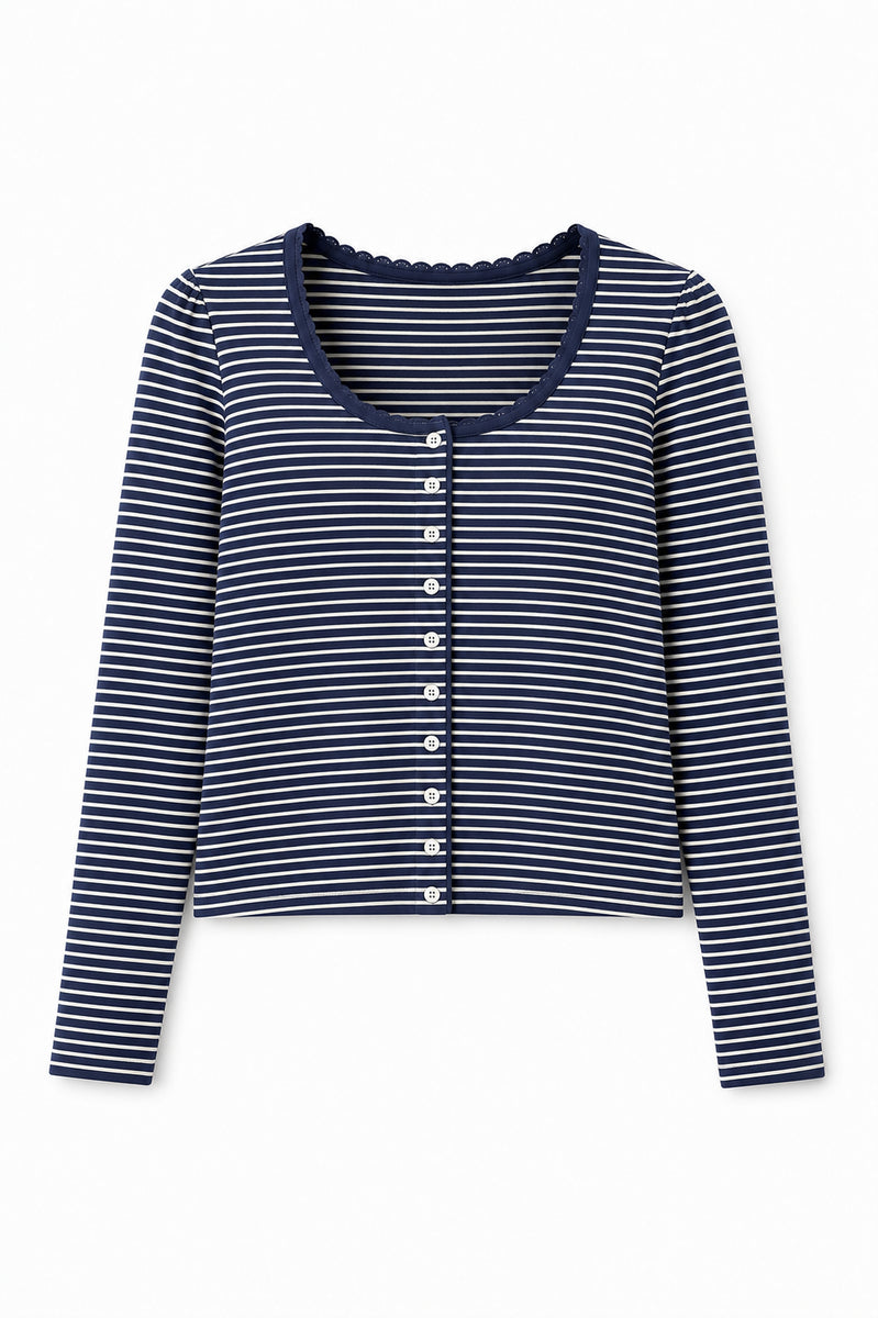Navy and White Stripe cardigan
