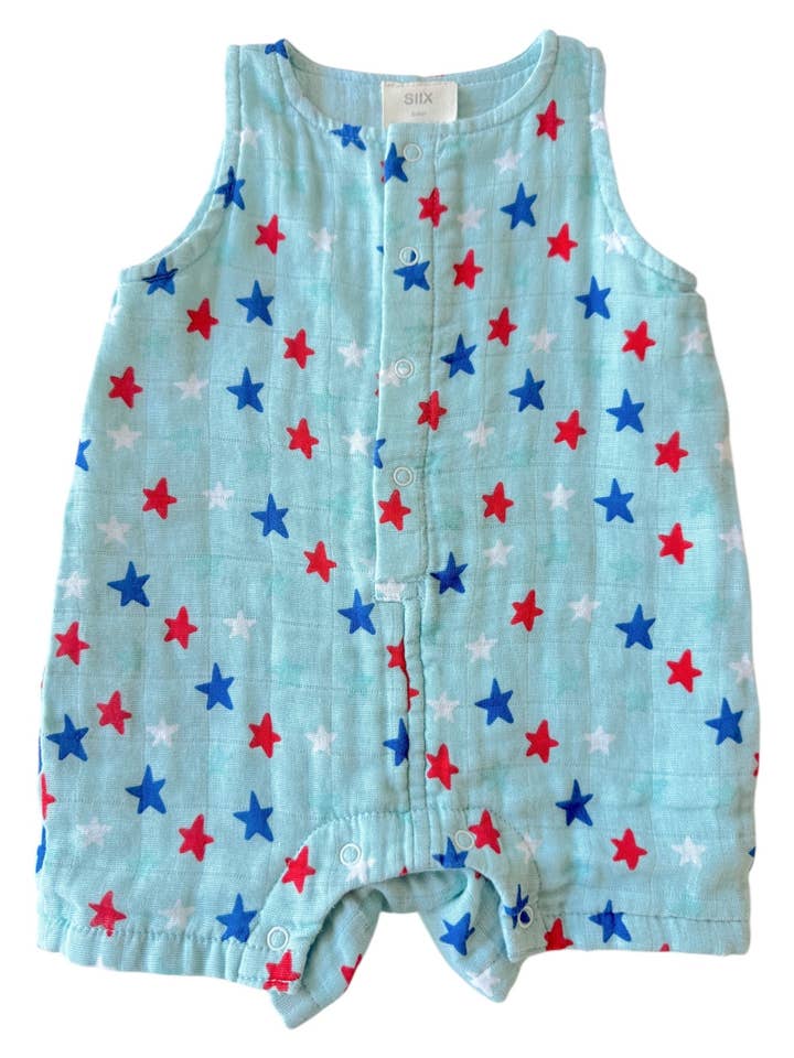 Stars Blue / Muslin Romper