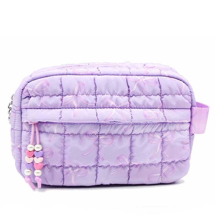 Quilted Scrunchies Bow Printed Pouch