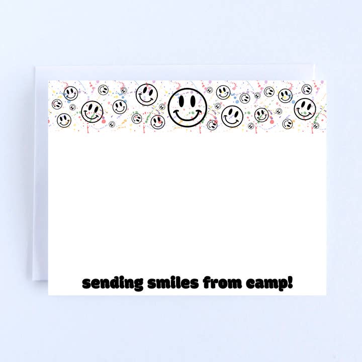 smiley face blank camp card set of 10