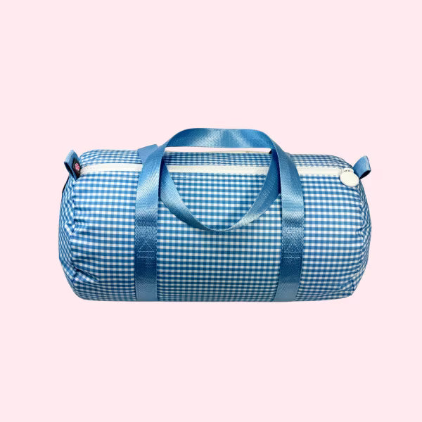 Wipeable baby blue gingham Medium Duffel