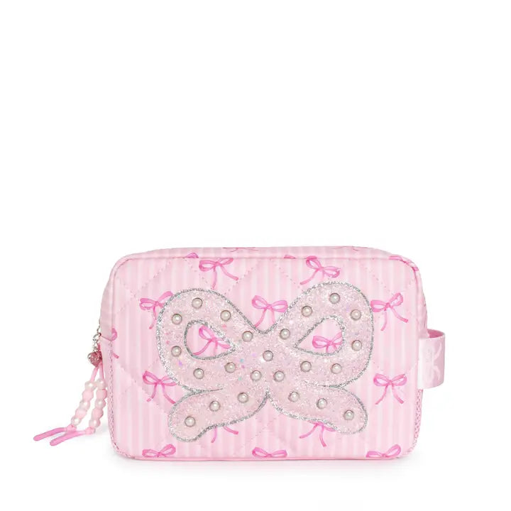 stripe bow applique bag