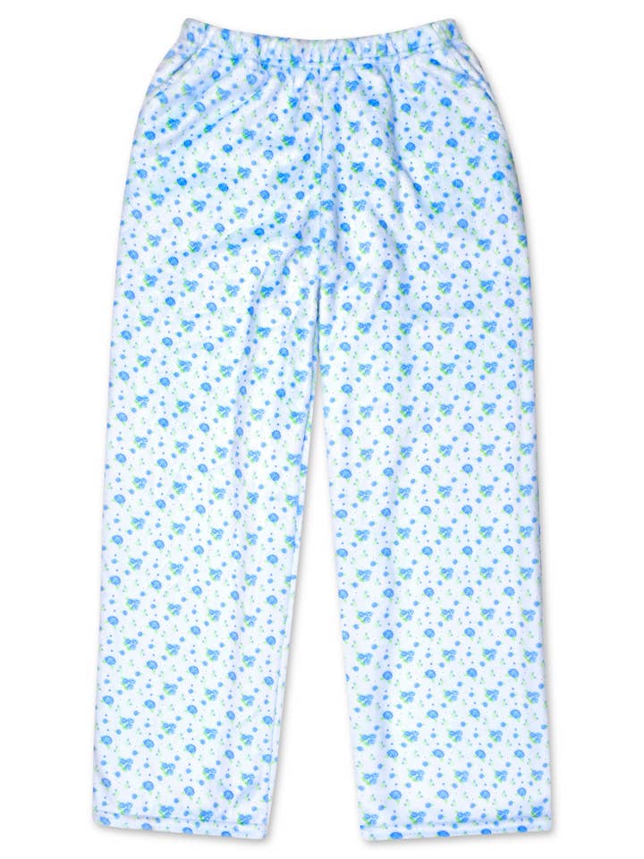 Blue Ditsy Plush Pant