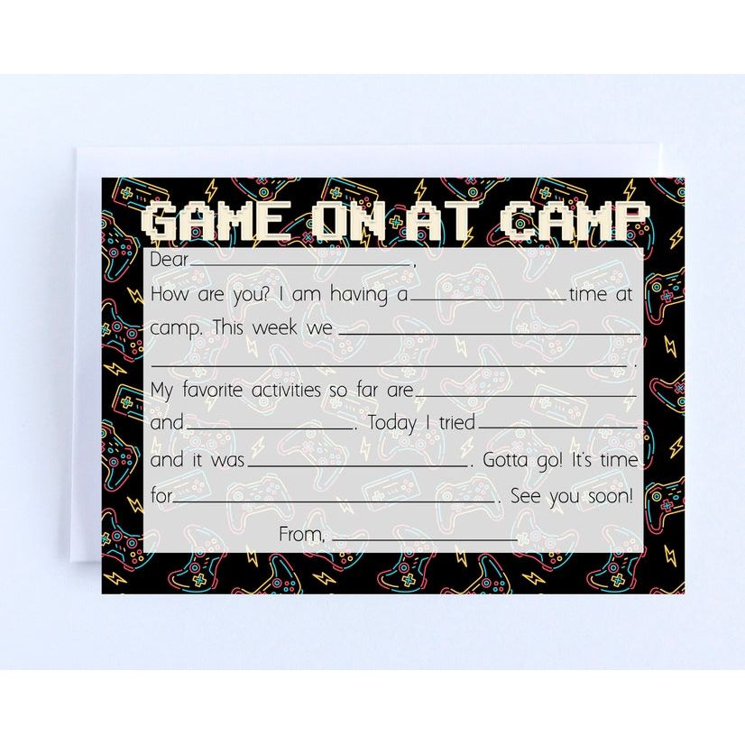 neon game on gamer camp cards