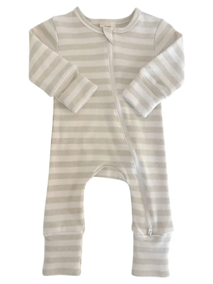 sage stripe footie