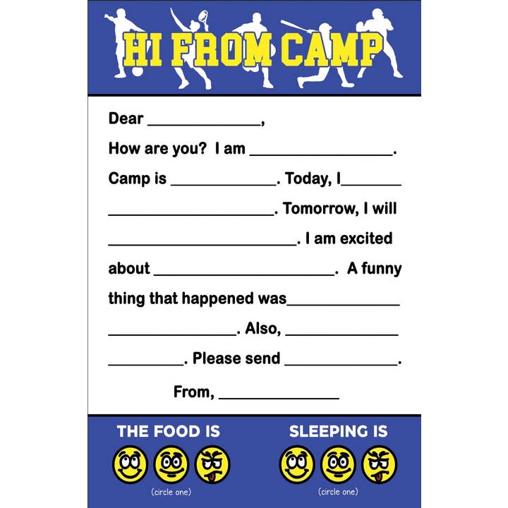 Hi from Camp (Sports) Fill-in Stationery