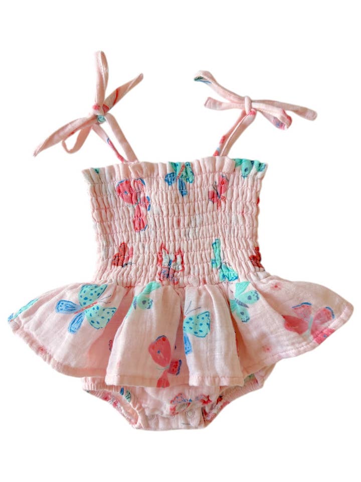 Butterflies / Muslin Smocked Bubble w/ Skirt