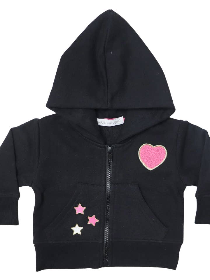 Baby Zip Hoodie - Glitter Patches