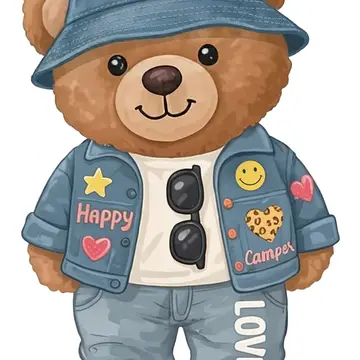 happy camper bear pillow