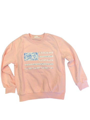 pink floral print flag sweatshirt