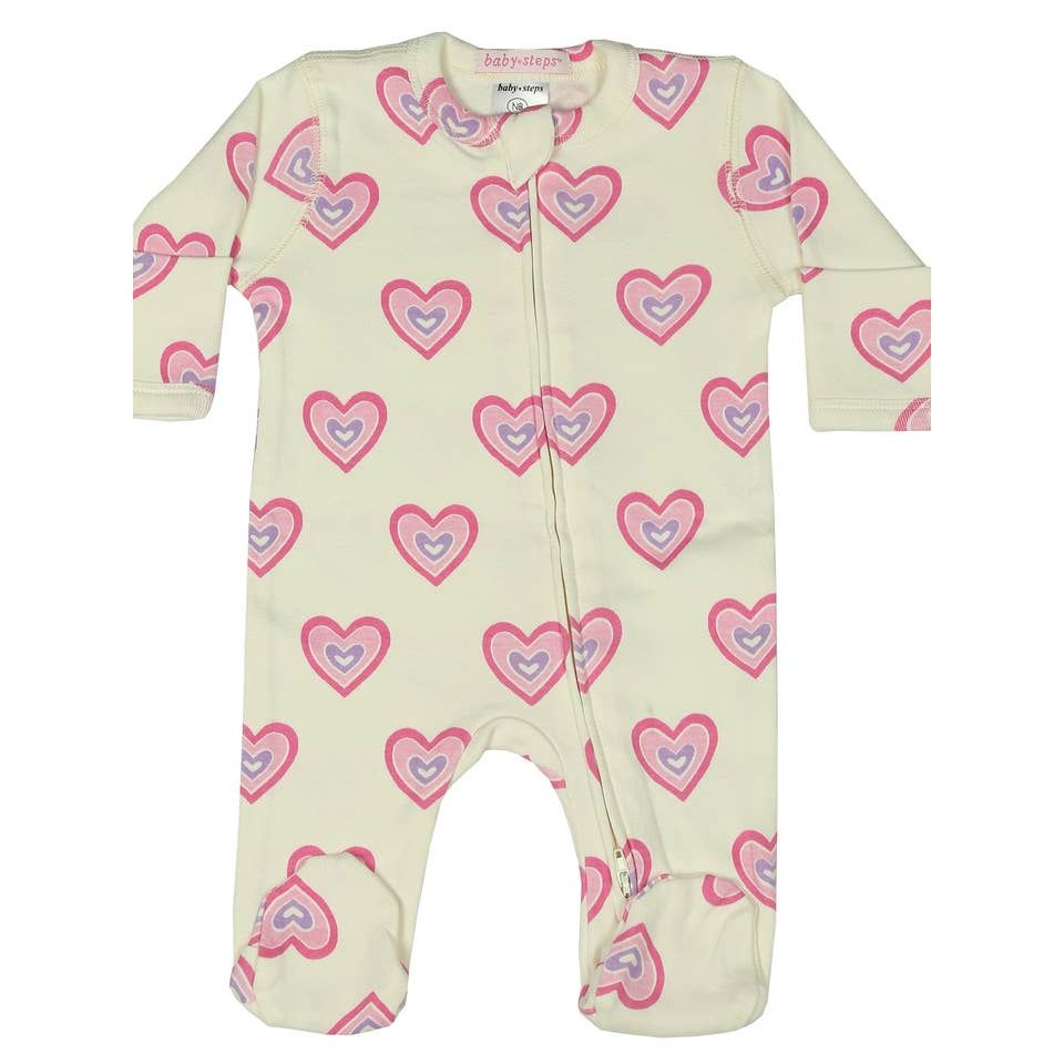 Zipper Footie - soft heart