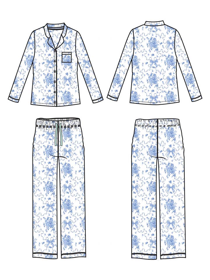 Blue Posies Long Sleeve Jersey Pj