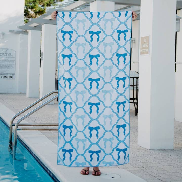 Blue Bow  Microfiber Towel