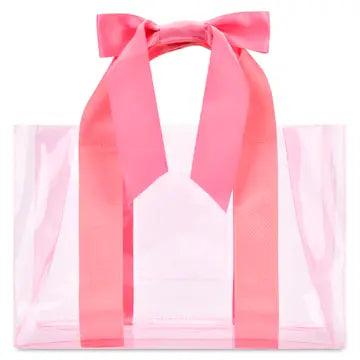 pink bow clear tote bag