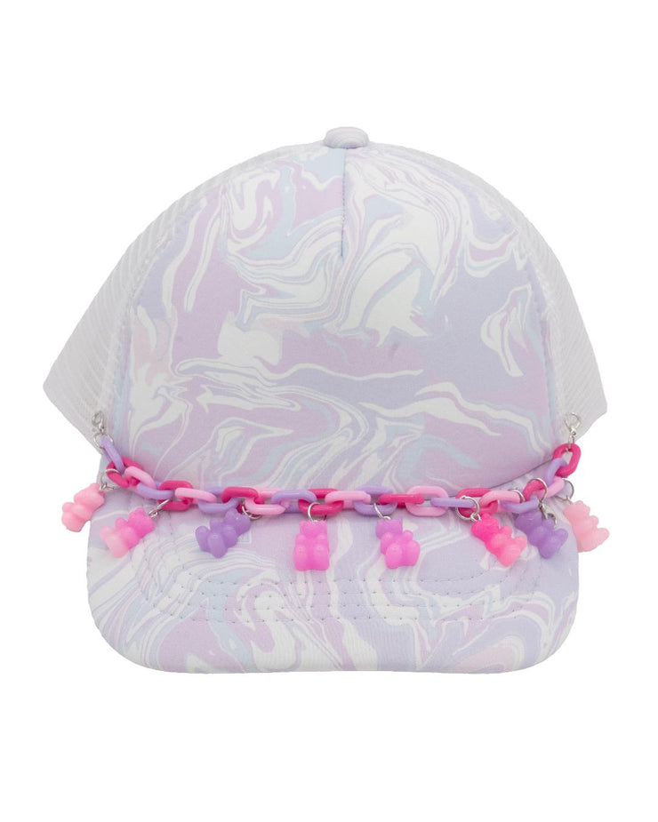SWIRLY GUMMY BEAR CHARM LINK TRUCKER HAT