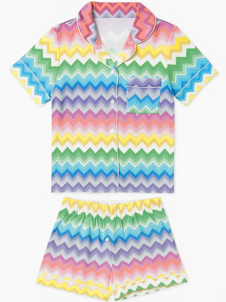 2 pc chevron print jersey pj set