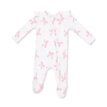 pretty bows  2 way ruffle zip footie