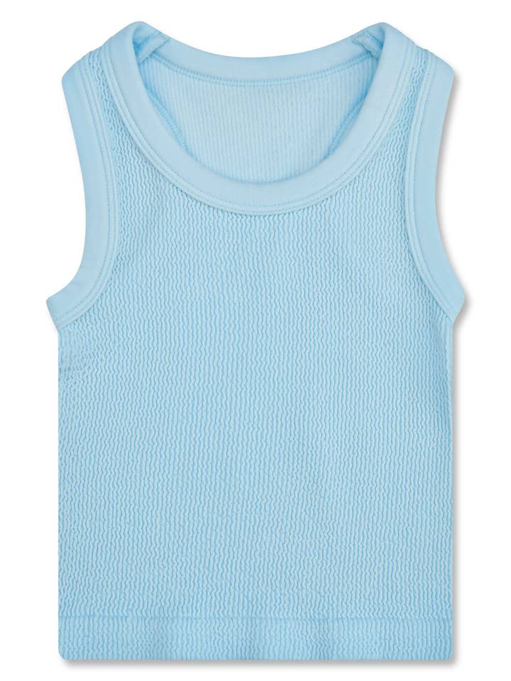 Light Blue Smocked Racerback Tank Top