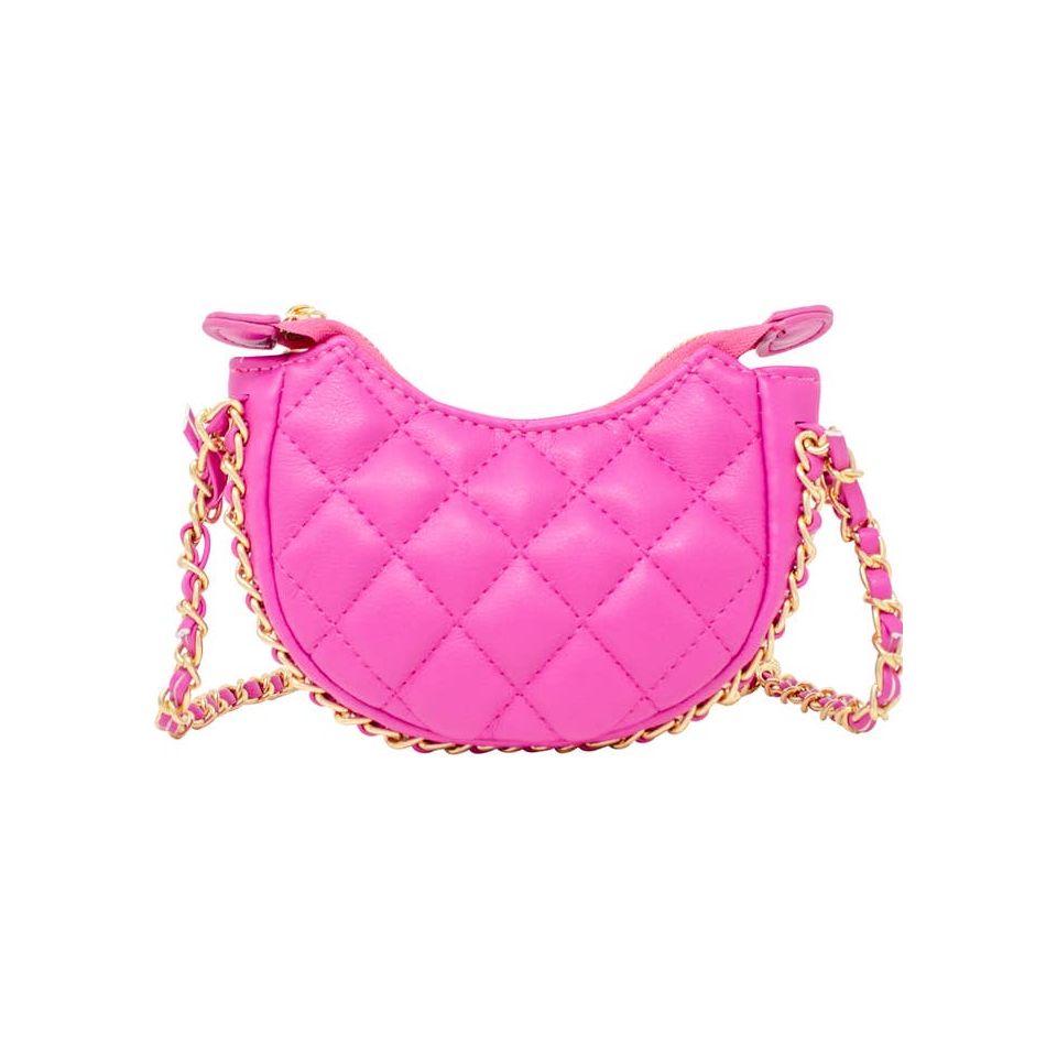 tiny quilted chain wrapped hobo bag