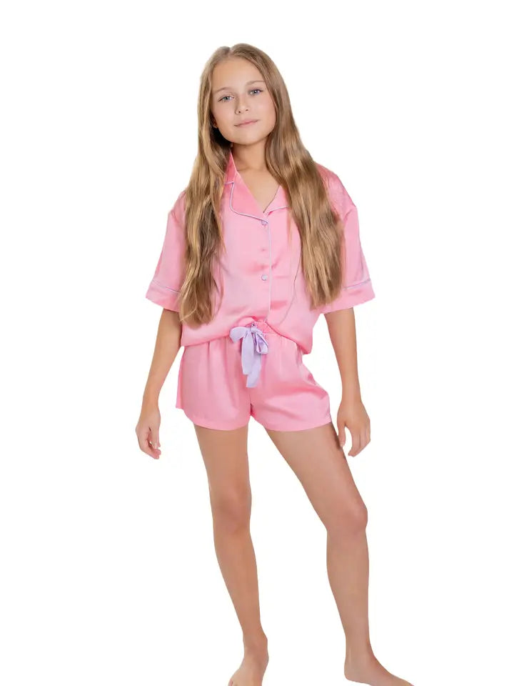 bubblegum s/s silky lounge set