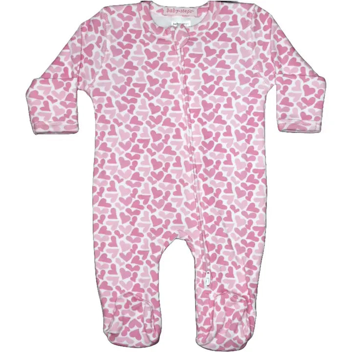 tossed pink hear footie