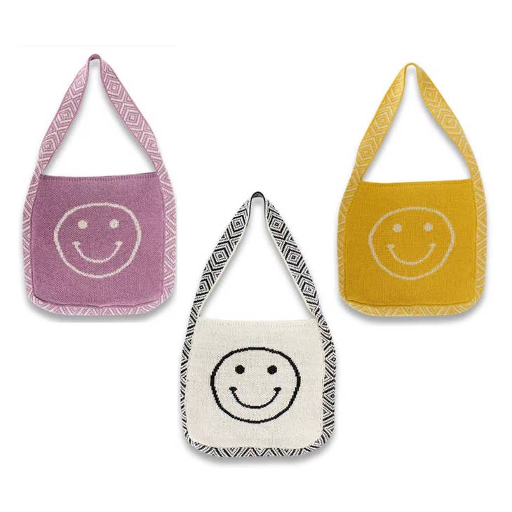 karma boho smiley face handbag purse