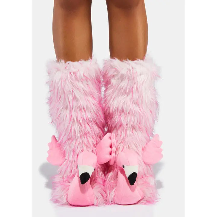 flamingo time slipper sock