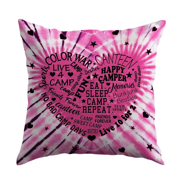pink tie dye camp pillow