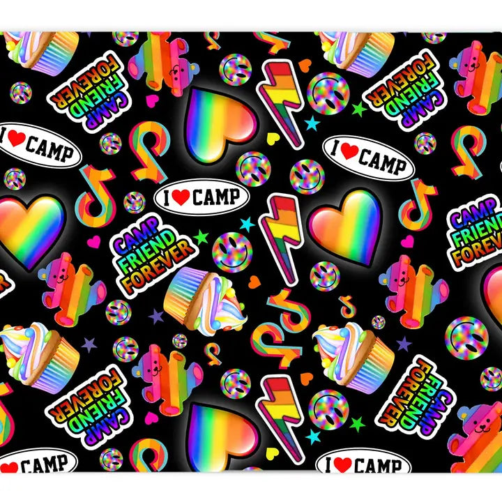 black i love camp floor mat