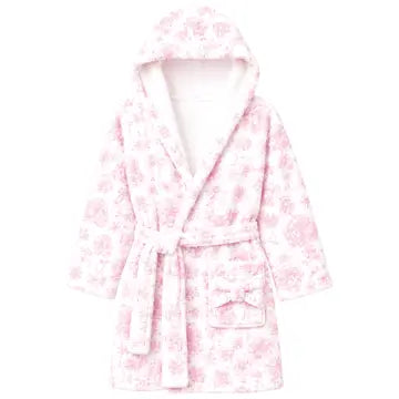 pink toile plush robe