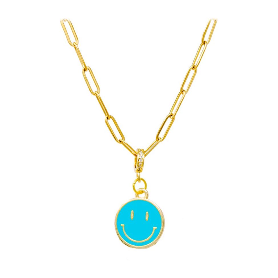 smiley face necklace-blue