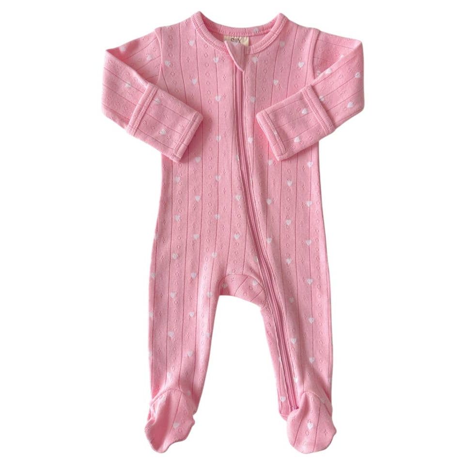 Pink with White Heart / Organic Pointelle