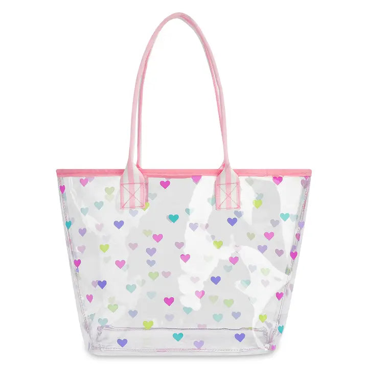 heart confetti clear tote