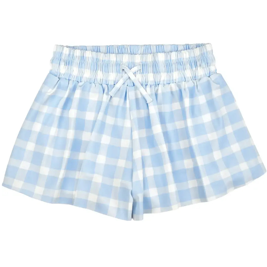 blue gingham butterfly short