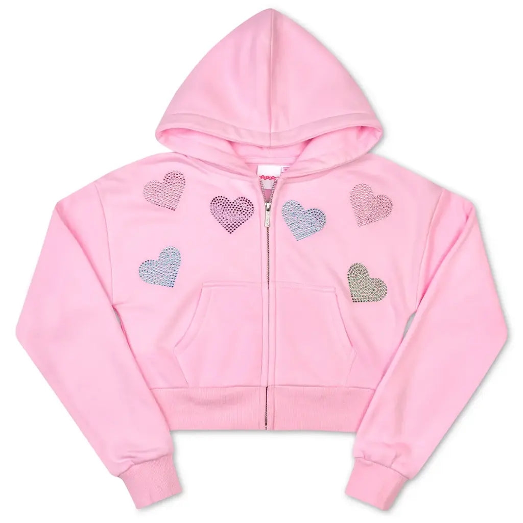 sparkling heart crop zip up