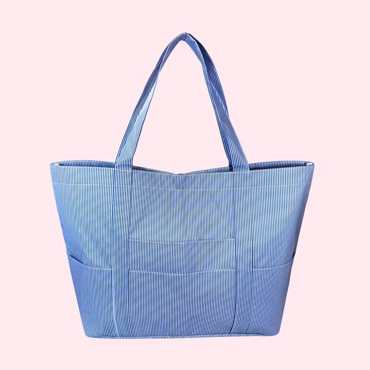 Navy Preppy Stripe ~Glossy~ Big Mama Tote