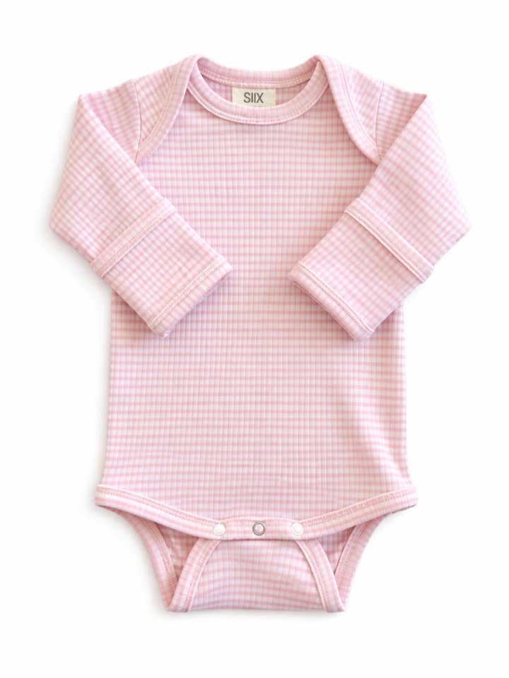 Pink Stripe / Ribbed Long Sleeve Bodysuit