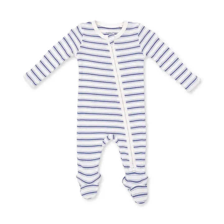 vintage blue stripezipper footie
