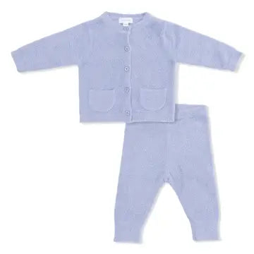 chenille dusty blue button down cardigan 4pc