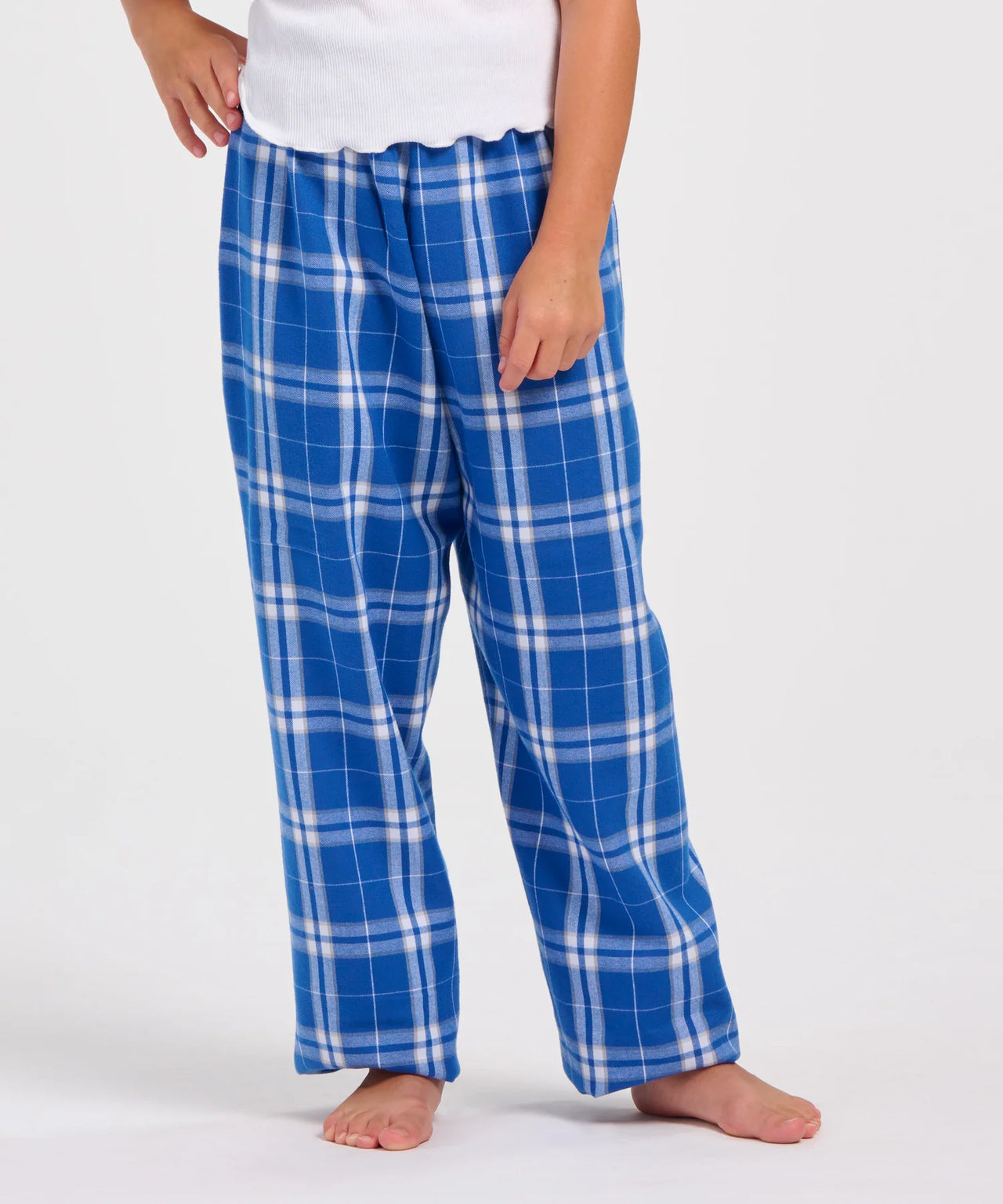 royal/silver flannel pant